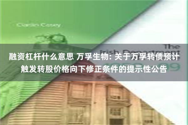 融资杠杆什么意思 万孚生物: 关于万孚转债预计触发转股价格向下修正条件的提示性公告