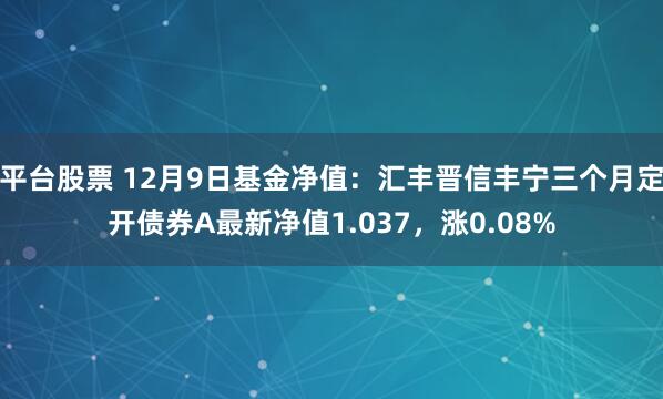 平台股票 12月9日基金净值：汇丰晋信丰宁三个月定开债券A最新净值1.037，涨0.08%