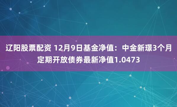 辽阳股票配资 12月9日基金净值：中金新璟3个月定期开放债券最新净值1.0473