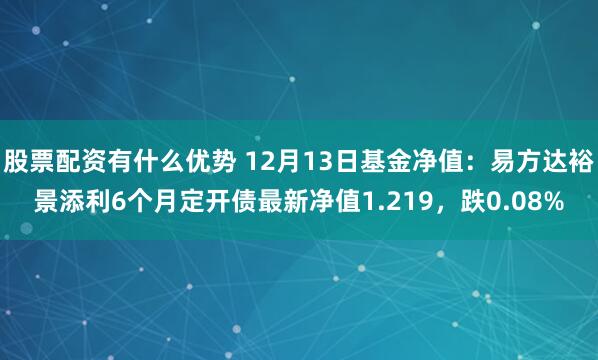 股票配资有什么优势 12月13日基金净值：易方达裕景添利6个月定开债最新净值1.219，跌0.08%