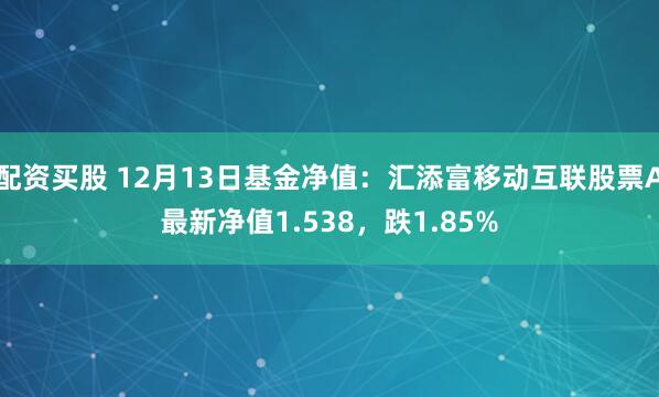 配资买股 12月13日基金净值：汇添富移动互联股票A最新净值1.538，跌1.85%