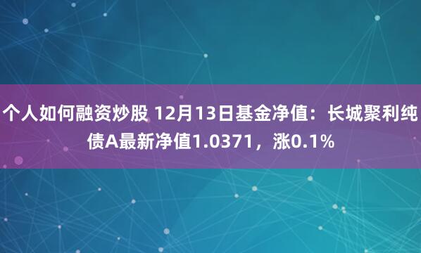 个人如何融资炒股 12月13日基金净值：长城聚利纯债A最新净值1.0371，涨0.1%