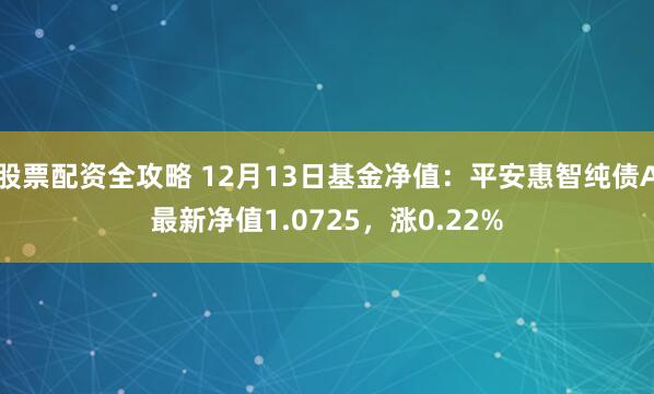 股票配资全攻略 12月13日基金净值：平安惠智纯债A最新净值1.0725，涨0.22%